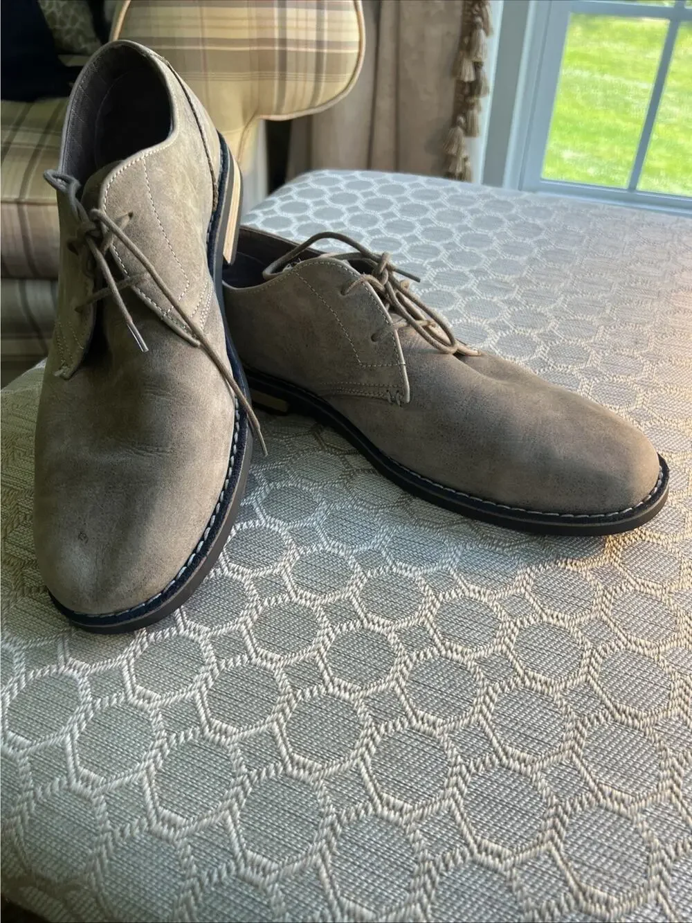 Original Penguin Waylon Beige/Taupe Distressed Suede Derby Oxford Shoes Sz 13